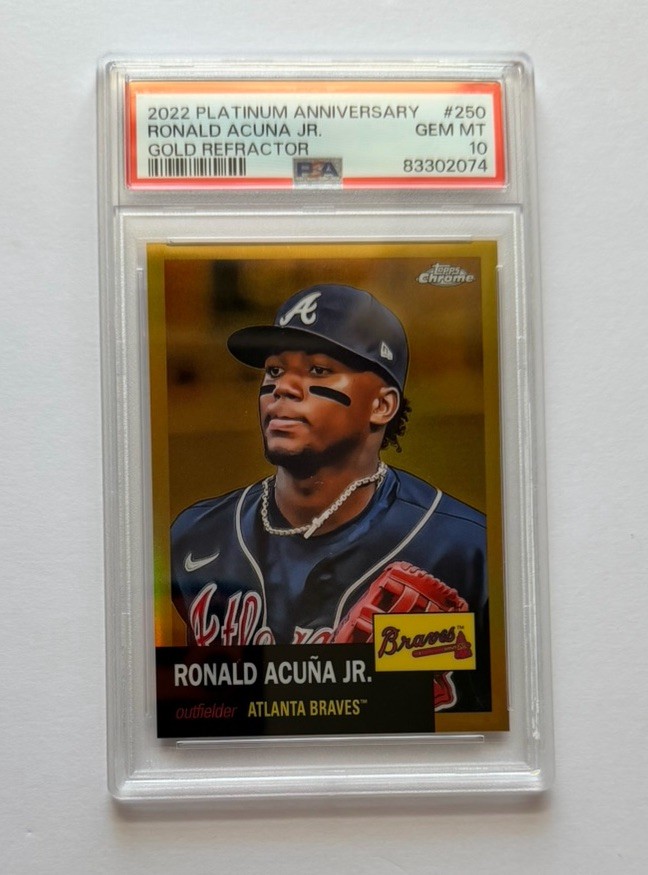 2022 Topps Chrome Platinum Anniversary Ronald Acuña Jr Gold Refractor /50 PSA 10