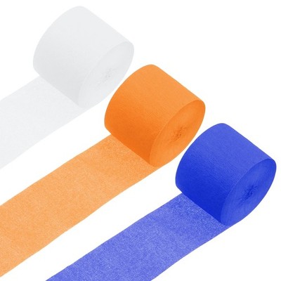 3 Roll Crepe Paper Streamers Decor Blue,Orange,White