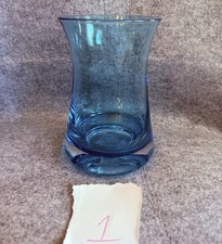 Vintage Hand Blown Aqua Blue Art Thick / Heavy Bottom Glass Vase 6  H Listing 1