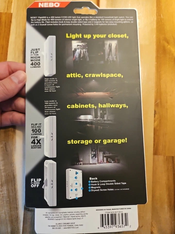 Nebo Flipit400 Light, ***1 Case*** 6 Packs Of Two, 100/400 Low High - Image 3 of 3