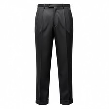 Brooks Brothers 346 Pants Mens 35x31 Black Wool Dress Pleated Straight Dark Gray