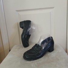 Y2K 90s Vintage Black Platform Chunky Heel Oxford Loafers 8.5 Grunge Academia