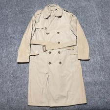 Vintage 70s 80s London Fog Taupe Double-Breasted Trench Coat Size 38R Belted