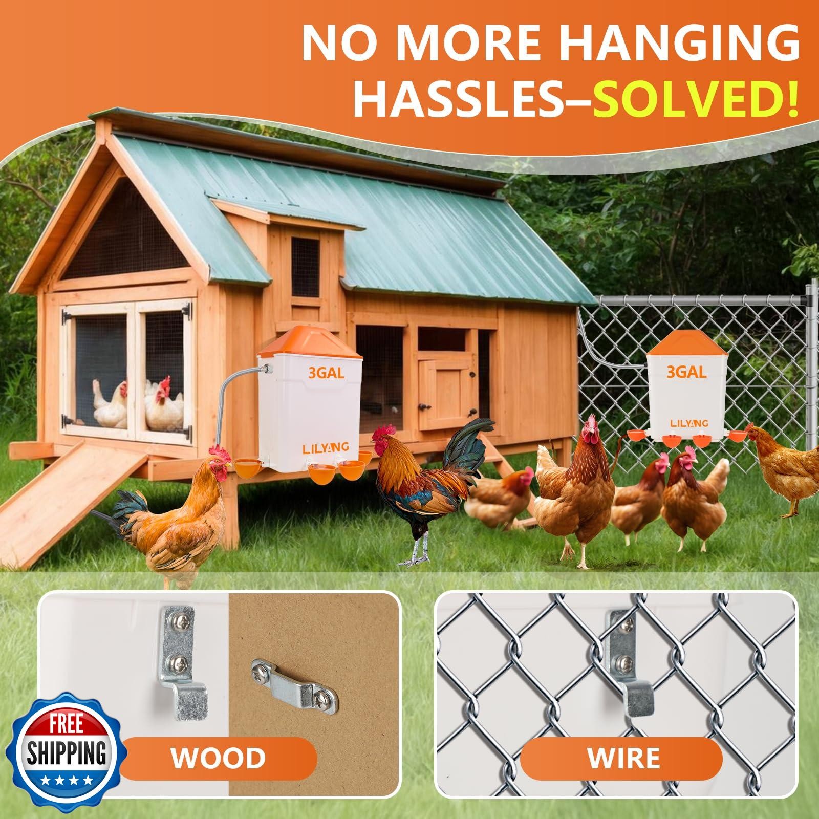 Lilyang Automatic Chicken Waterer 3 Gallon | Float-Control Poultry Waterer, H