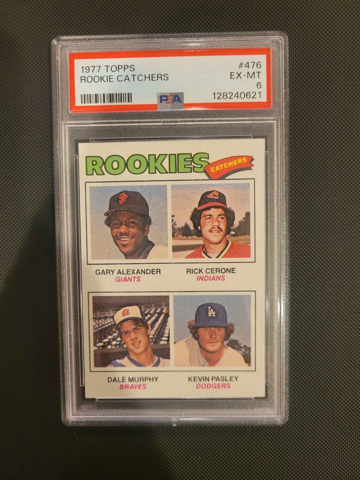 1977 Topps Rookie Catchers Dale Murphy, Rick Cerone, Alexander #476 (RC) PSA 6