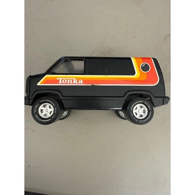 Vintage Tonka Custom Van Black with Orange Sunset Stripes Pressed Steel Toy