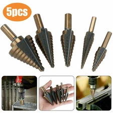 5Pcs Step Drill Bit Set HSS Large Metal Cobalt Hole Titanium Cutter Cone 50 Size