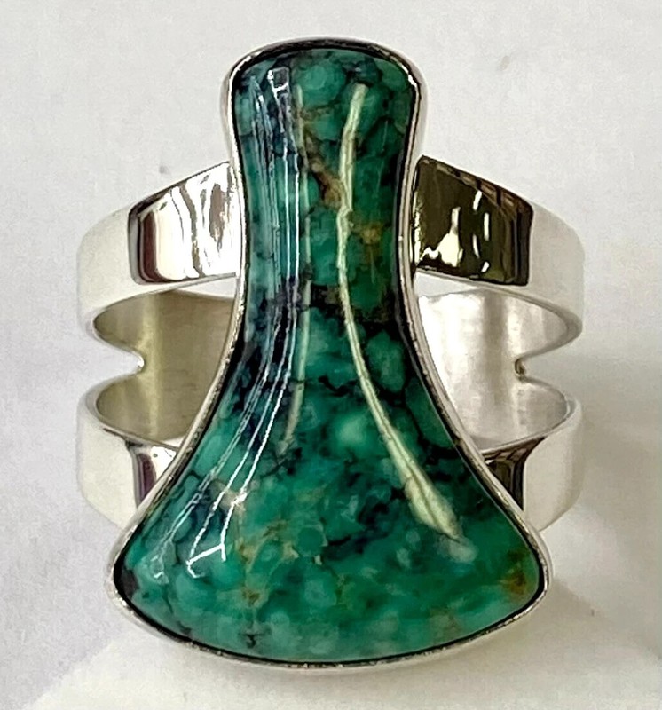 HSN Jay King Sterling Silver Hubei Turquoise Freeform Ring Size 6