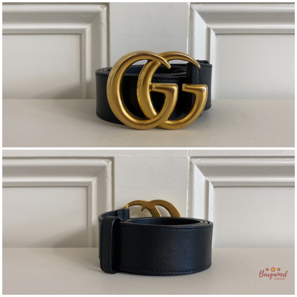 Authentic Gucci Black Smooth Re-Edition Wide Leather Double