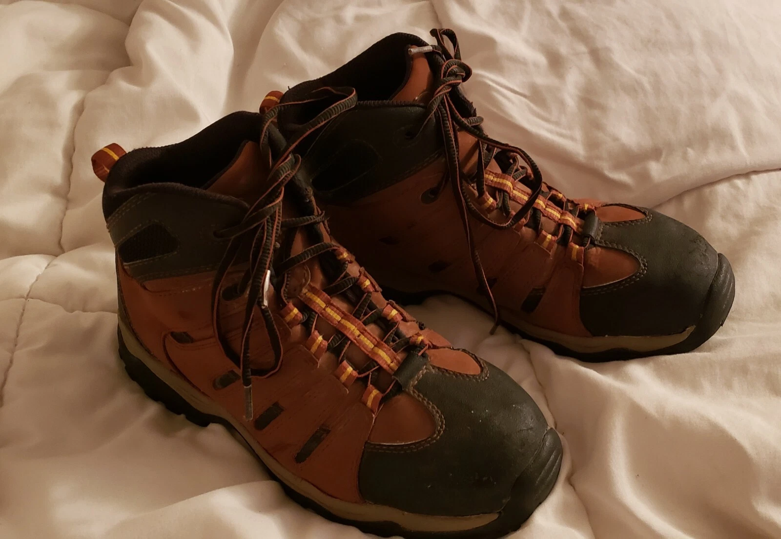 Hytest Work Boots Leather Size 7 Hiker Steel Toe Men's Hiking Boots Brown