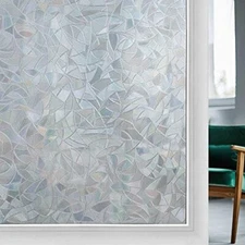 Window Privacy Film Static Cling Rainbow Film Decorative Tinting Grayish Silver