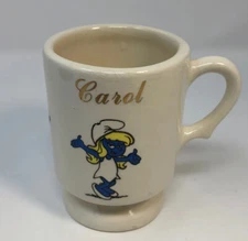 Vintage Smurfs Collector Cup Name Of Carol