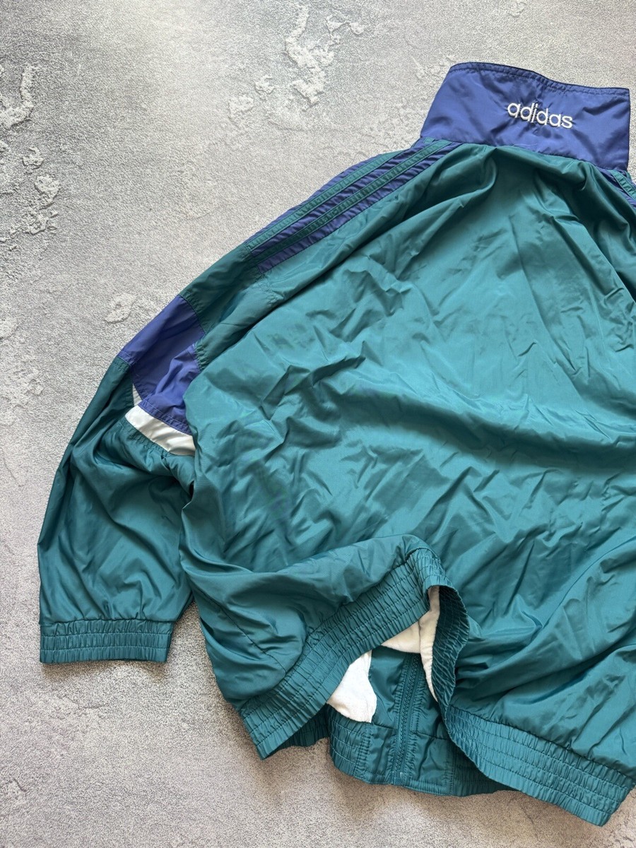 Adidas L Vintage Zip Nylon Track Jacket Olympic Stripes Adidas L Vintage Zip Nylon Track Jacket Olympic Stripes