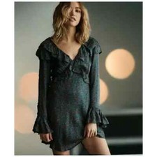 Free People Sweetest Thing Mini Boho Floral Dress, Green, UK 10, RRP $128