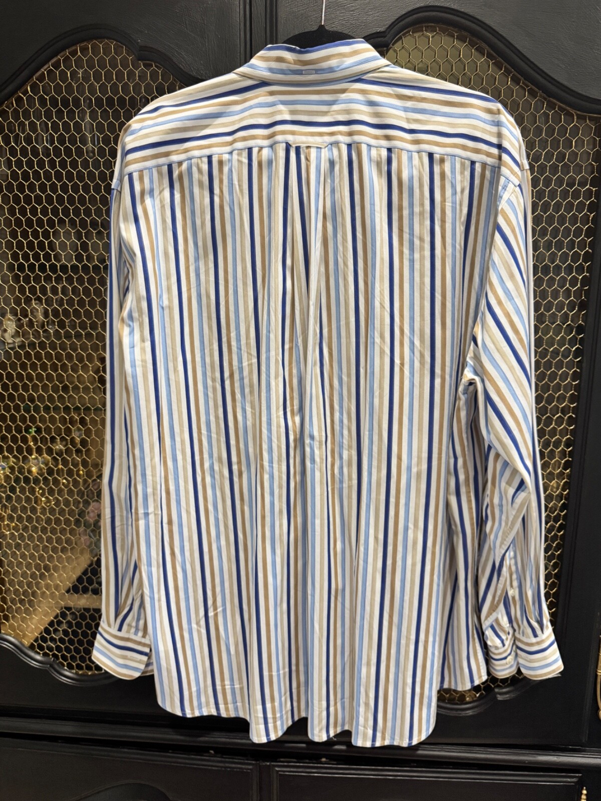 Facconable Men's Button Down Blue/Tan Striped Shi… - image 2