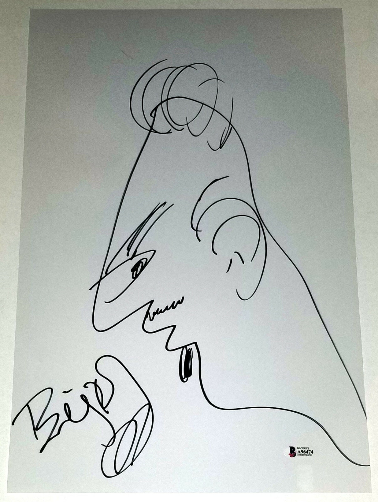 BILLY BOB THORNTON Signed Drawn 11x17 Jumbo Self Portrait Sketch Sling Blade BAS