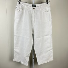 Ralph Lauren Jeans Co Crop Pants White 100 Linen Wide Leg Womens 33 Waist
