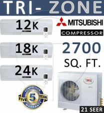54000 Btu Tri Zone Ductless Mini Split Air Conditioner Heat:12000 + 18000 +24000