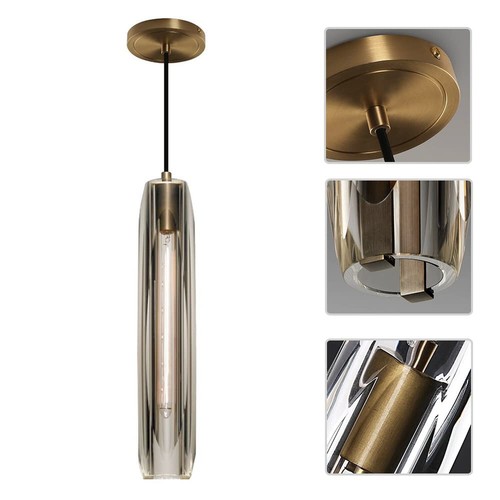 KCO Crystal Pendant Light 1-Light Adjustable Pendant Lighting Brass Industria... - Picture 3 of 7