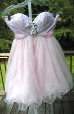 Sherri Hill Prom Party Bridesmaid Dress Sz 0 Short Pink Tulle Layers Strapless