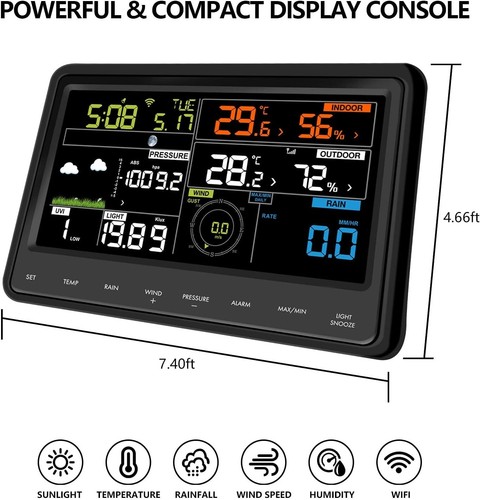 ECOWITT WS2910 Wi-Fi Weather Station Color Display with Wireless Outdoor Solar P - Picture 6 of 7