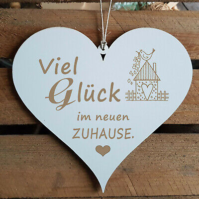 Dekoschild Schild Herz Viel Gluck Im Neuen Zuhause Shabbyschild Einzug Umzug Ebay