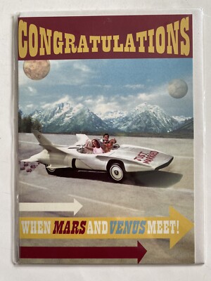 Glückwunsch zur Hochzeit, Retro Style, Rennwagen, Venus & Mars, humorvoll, lustig