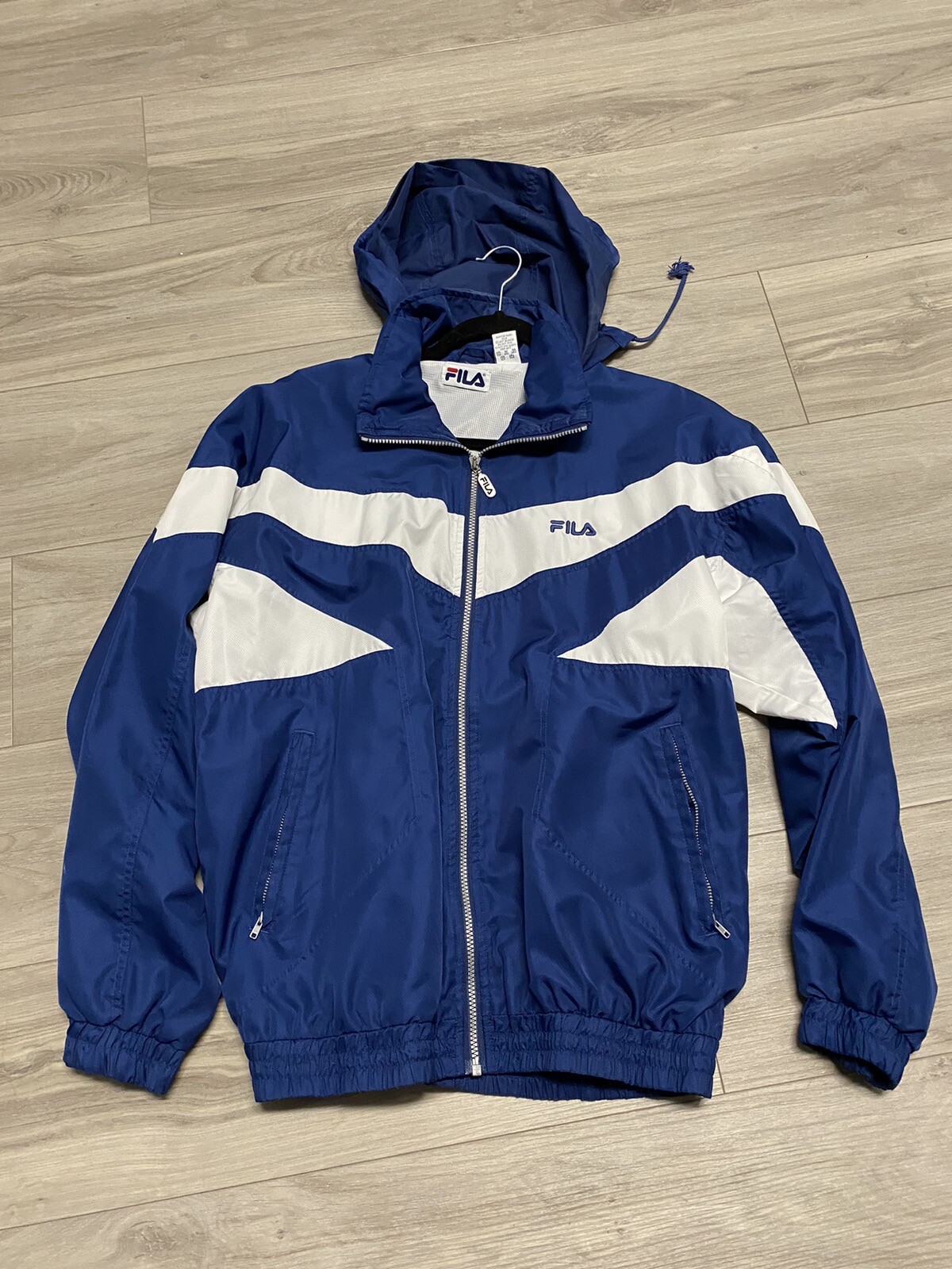 Giacca frangivento bianca e blu anni '90 FILA taglia Large vintage in perfette condizioni