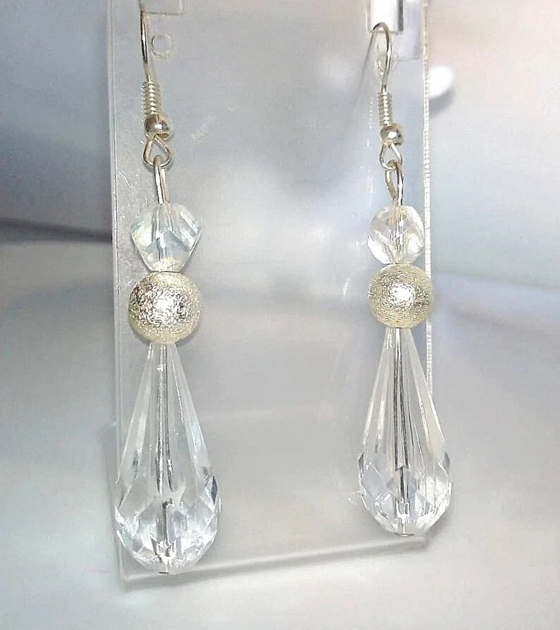 LADY GAGA ORECCHINI "A STAR IS BORN" IN ARGENTO DIAMANTATO E CRISTALLO A GOCCIA - Immagine 2 di 4