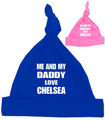 BabyPrem Babykleidung Me Dad Love Chelsea Baumwolle geknotete Mütze Neu mit Etikett - 12 Monate