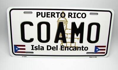 PUERTO RICO COAMO ISLA DEL ENCANTO METAL CAR NOVELTY LICENSE PLATE AUTO TAG