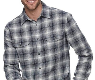 New Men's Big Tall Flannel Shirt Classic-Fit Long Sleeves Ombre Plaid NWT 