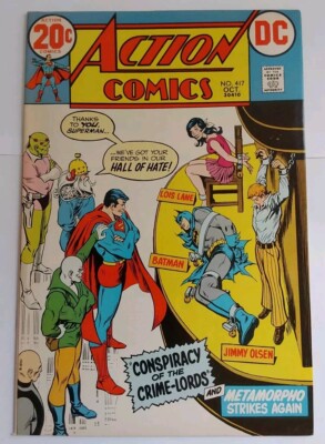 1972 D.C. Comics Action Comics Superman & Batman-Vivid Red & Yellow Colors NM