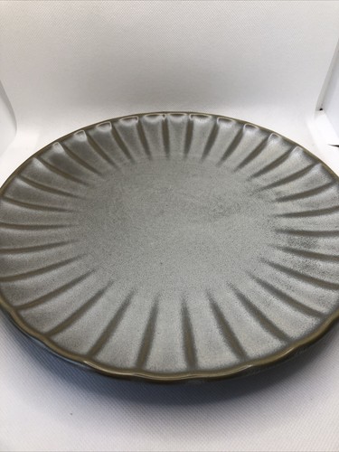 Genware Terra Porcelain Matt Grey Scalloped Coupe Plate 26 cm Set of 6 New - Picture 5 of 8