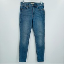 Madewell 10" high rise skinny jeans in ainsworth wash raw hem women's size 27