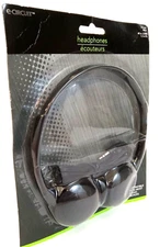 E-Circuit Basic Over The Head Stereo Headphones 3.5mm Plug 4 foot Cord Black New