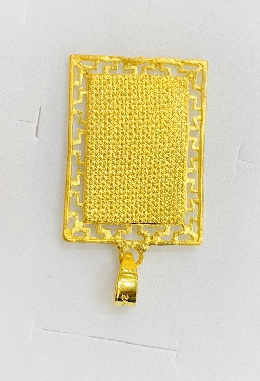 24K Solid Yellow Gold Shaped Rectangle Lucky Kung… - image 4
