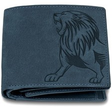Nuovo Vintage Blu Bi-Fold Pelle Uomo Portafoglio Protezione Rfid Regalo Articolo