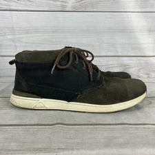 Reef Hover Mid Men's 13 Blue Canvas Brown Suede Leather Shoes Sneakers