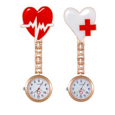 Clip-on ECG Heart Nurse Doctor Watch Lapel Hanging Quartz Fob Pocket Watch Gift