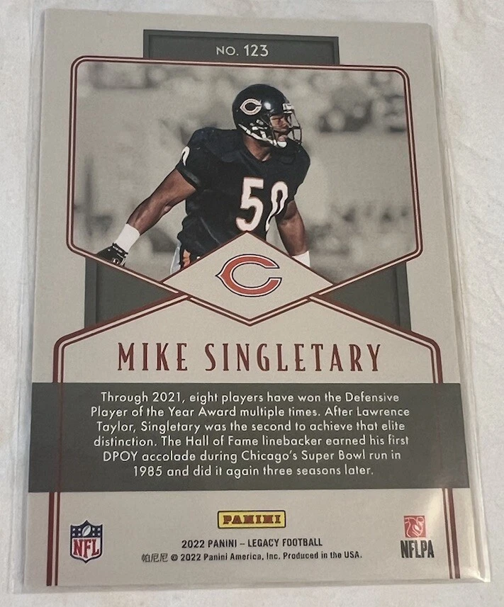 2022 Legacy Legends /150 Mike Singletary No. 123! - Image 2 of 2