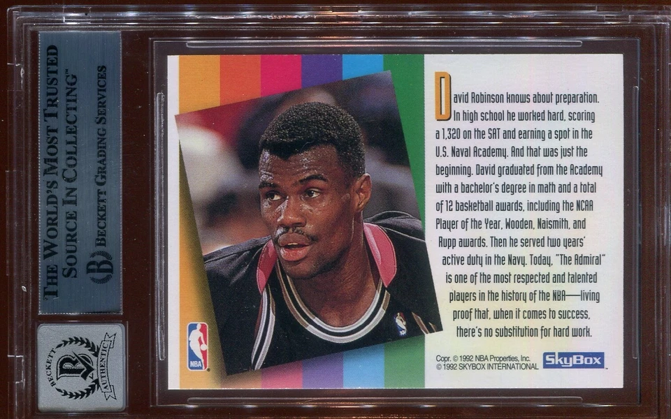 David Robinson 1992 Skybox The Admiral Gold Signed Card Beckett Autograph 10 BAS - Image 2 of 2