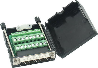 Connector DB25 D-SUB Male Adapter, 25-Pin Port, Solder-Free with Case