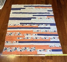 Jelly Roll Quilt Top 50”x60” Orange Blue White PRETTY!!