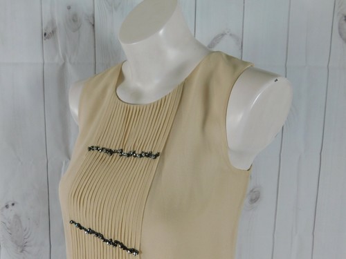 J.Crew nude beige Schmuck Perlen Seide ärmellos Bluse Top-Größe 0 - Bild 3 von 6