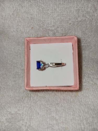 Size 6 Small Sterling Ring Octagon Tanzanian Blue Spinel Neon Apatite (DF) (677) - Picture 3 of 13