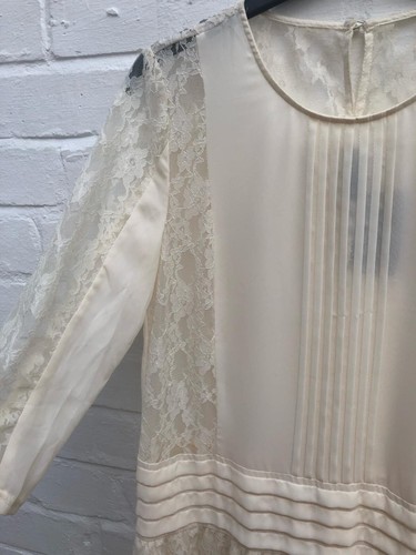 H&M Cream Dress Floaty Lace Summer Size UK 10 EUR 36 US 6 - Picture 2 of 9