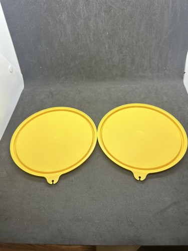 Tupperware Seal #227 6" Replacement Lid Only Round C Tab Lot of 2 Yellow - Picture 3 of 4