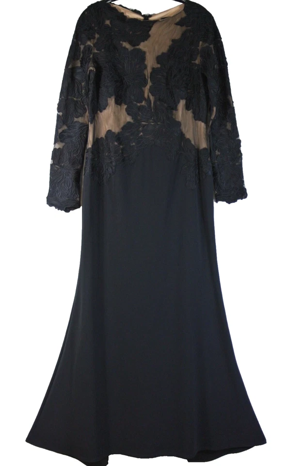 Новый, TADASHI SHOJI Caselle вышитая иллюзия лиф платье размер 14 #LD64 - Изображение 2 из 4