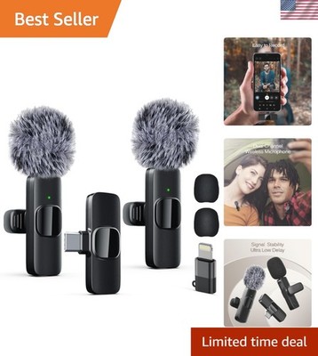 Professional Dual Wireless Lavalier Microphone Set for iPhone & iPad Recording